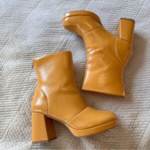 Journee Collection Aylani Bootie in mustard yellow